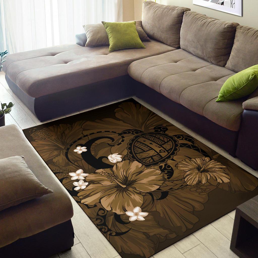 Hawaii Turtle Map Hibiscus Plumeria - Gold - Polynesian Pride