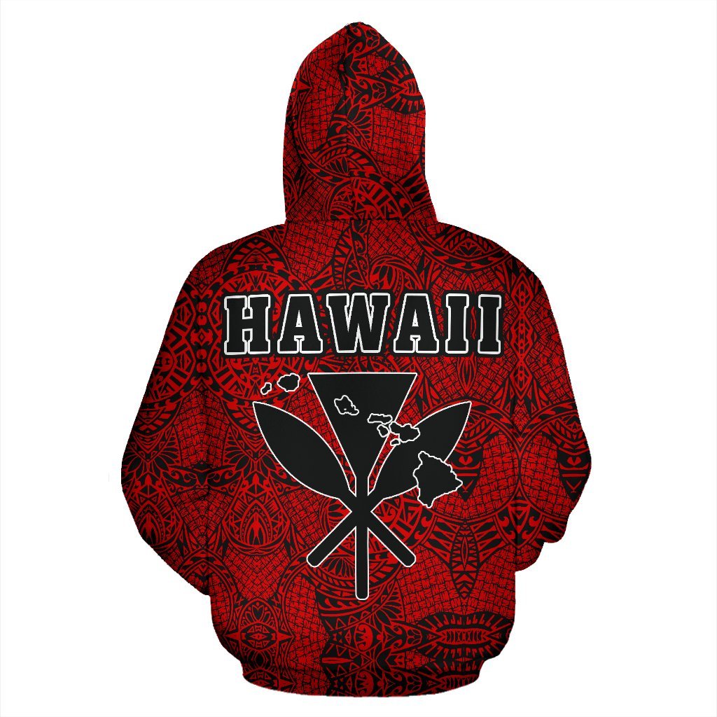 Polynesian Kanaka Maoli Royal Coat of Arms Hawaii Zip Hoodie Red - Polynesian Pride