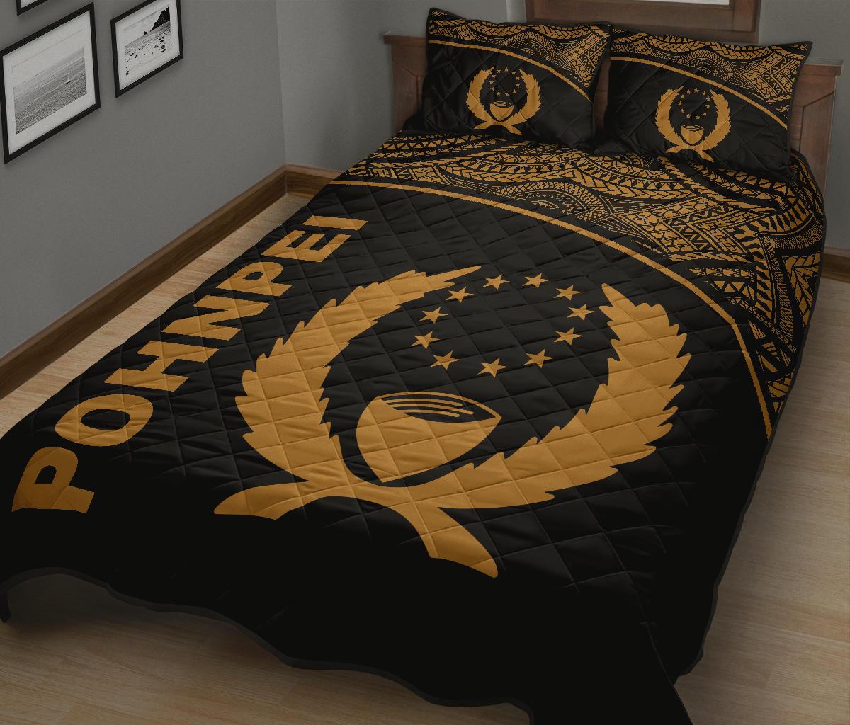 Pohnpei Quilt Bed Set - Chuuk Flag Curve Version - Polynesian Pride