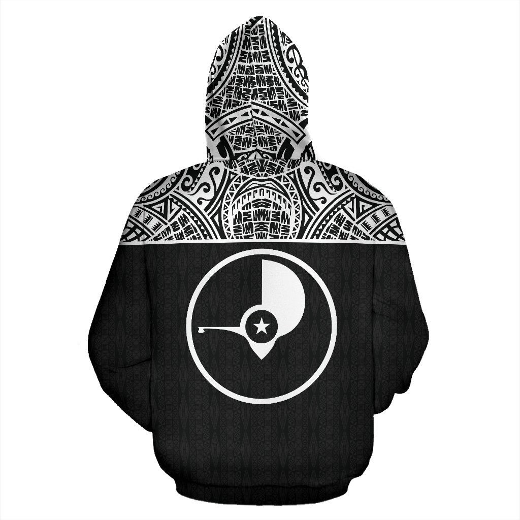 Yap All Over Zip up Hoodie Micronesia Black Version - Polynesian Pride