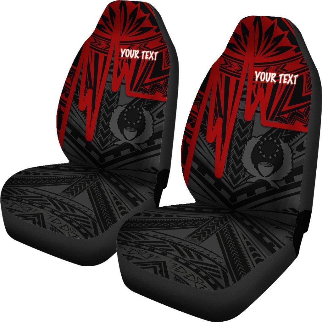 Pohnpei Personalised Car Seat Covers - Pohnpei Seal In Heartbeat Patterns Style (Red) - Polynesian Pride
