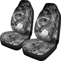 Custom Personalised Yap Car Seat Covers - Humpback Whale with Tropical Flowers (White) - Polynesian Pride