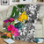 Papua New Guinea Premium Blanket White - Turtle Plumeria Banana Leaf - Polynesian Pride