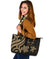 Fiji Polynesian Large Leather Tote Bag - Gold Tentacle Turtle Crest - Polynesian Pride