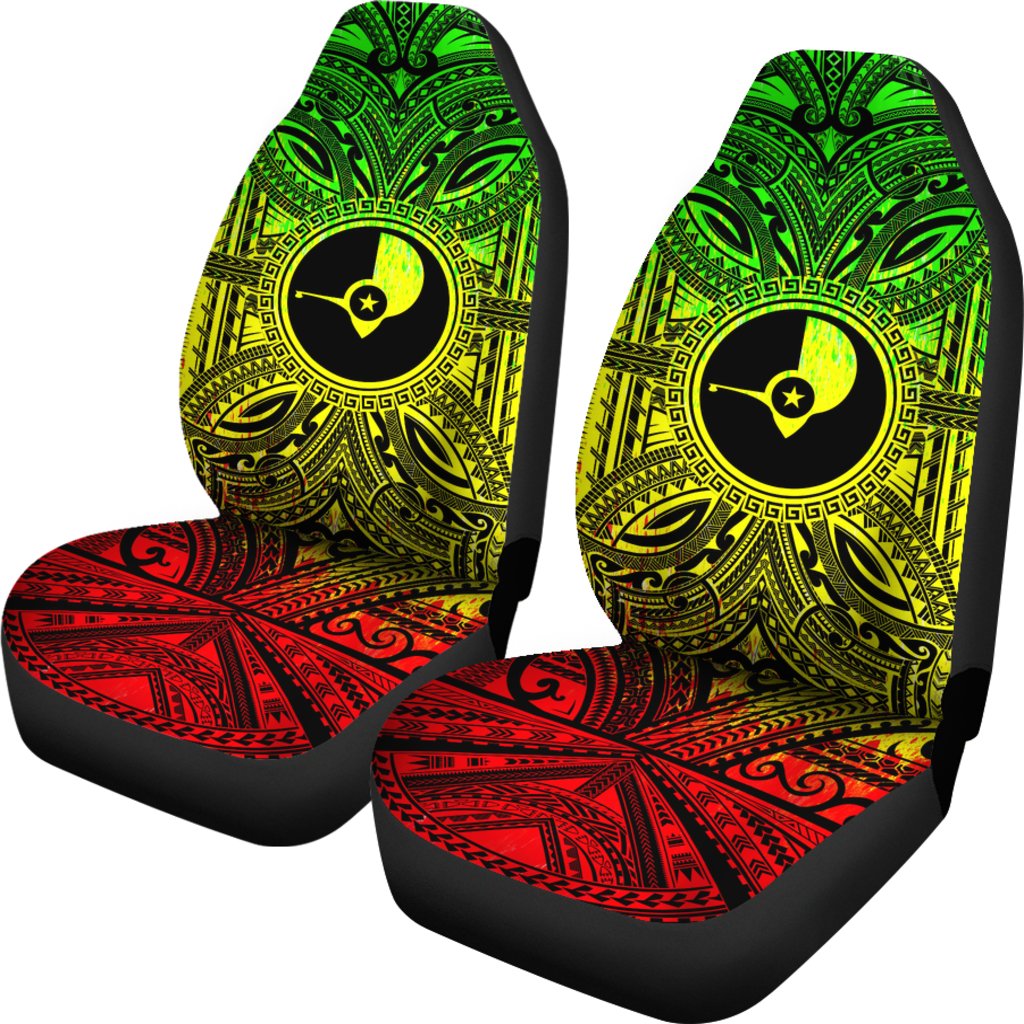 Yap Car Seat Cover - Yap Coat Of Arms Polynesian Reggae Style - Polynesian Pride