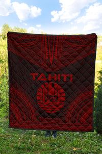 Tahiti Premium Quilt - Tahiti Flag Polynesian Chief Dark Red Version - Polynesian Pride