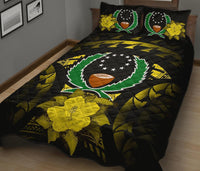 Pohnpei Polynesian Quilt Bed Set Hibiscus Yellow - Polynesian Pride