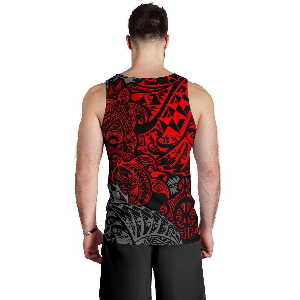 Guam Polynesian Tank Top (Men) - Red Turtle Flowing - Polynesian Pride