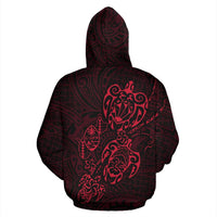 Zip up Hoodie Guam Family Turtles Map Polynesian Red - Polynesian Pride
