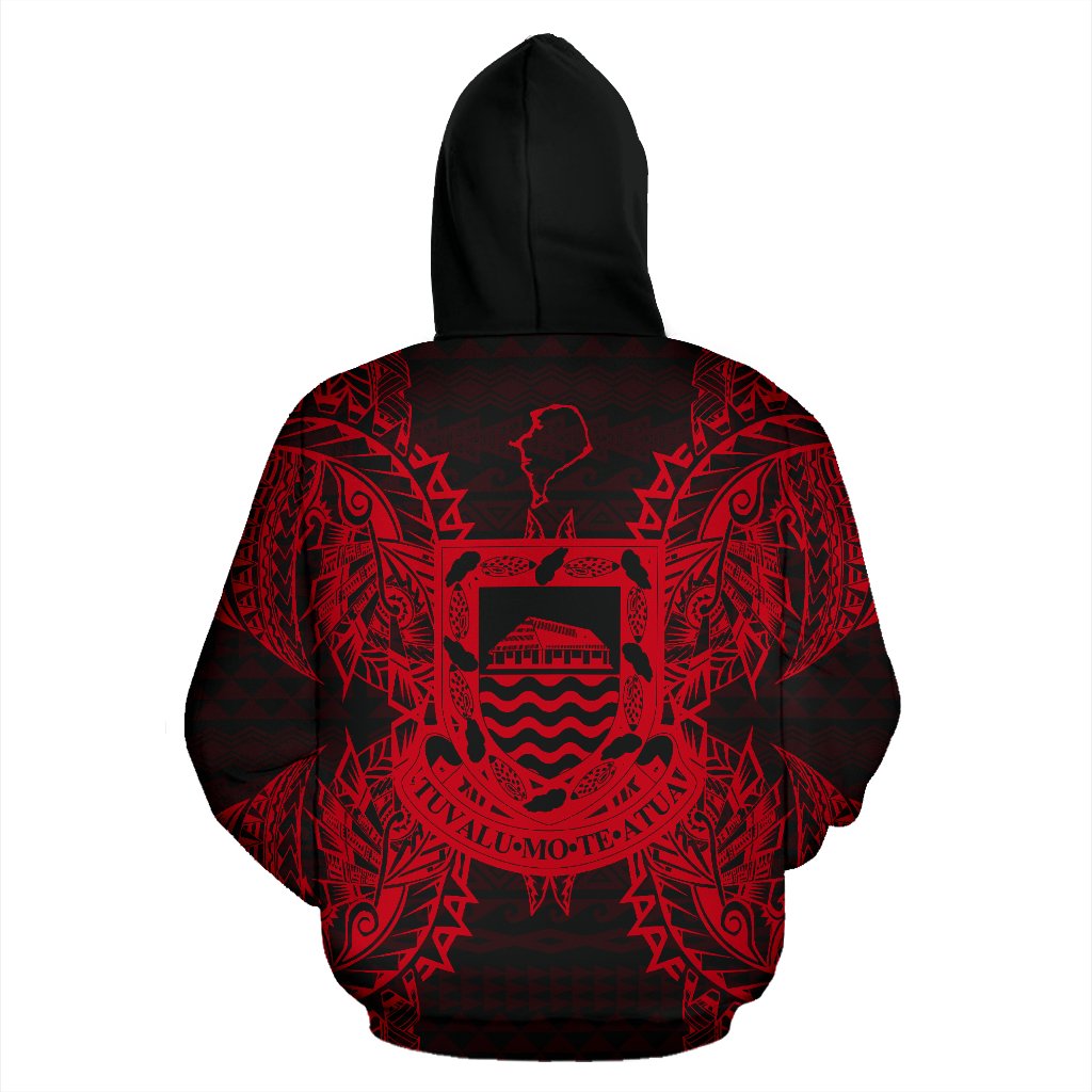Tuvalu Polynesian ll Over Hoodie Map Red - Polynesian Pride