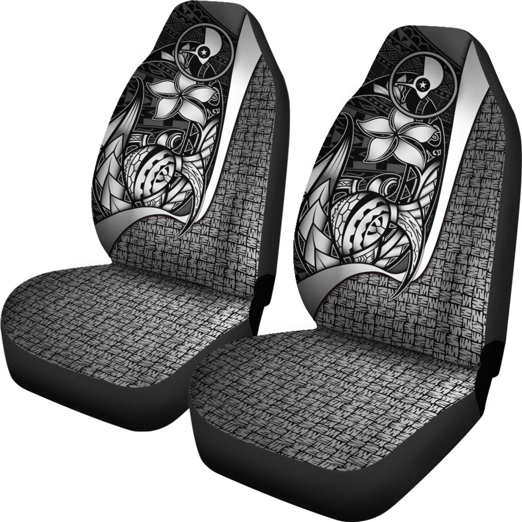 Yap Micronesian Car Seat Covers White - Turtle With Hook - Polynesian Pride