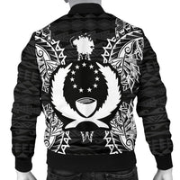 Pohnpei Polynesian Men's Bomber Jacket Map Black - Polynesian Pride