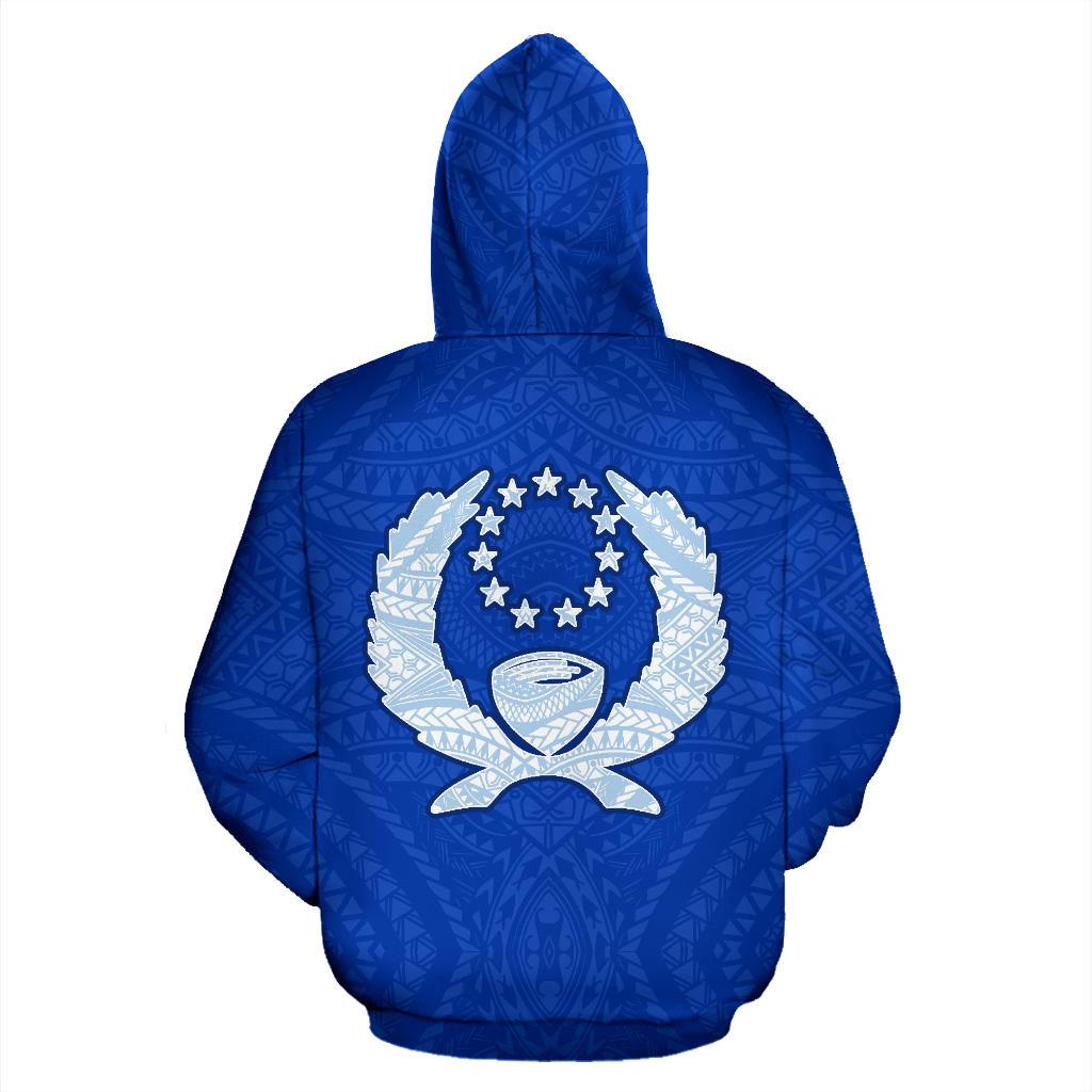 Pohnpei Custom Zip up Hoodie Micronesia Pohnpeian Warrior Flag Color - Polynesian Pride