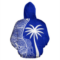 Pohnpei Polynesian Zip up Hoodie Coconut Tree Blue - Polynesian Pride