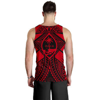 Guam Polynesian Men's Tank Top - Red Guam Coat Of Arms Polynesian Tattoo - Polynesian Pride