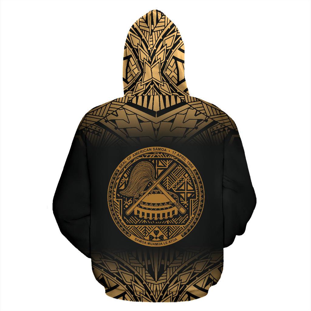 American Samoa All Over Custom Zip up Hoodie Polynesian Gold Fog - Polynesian Pride