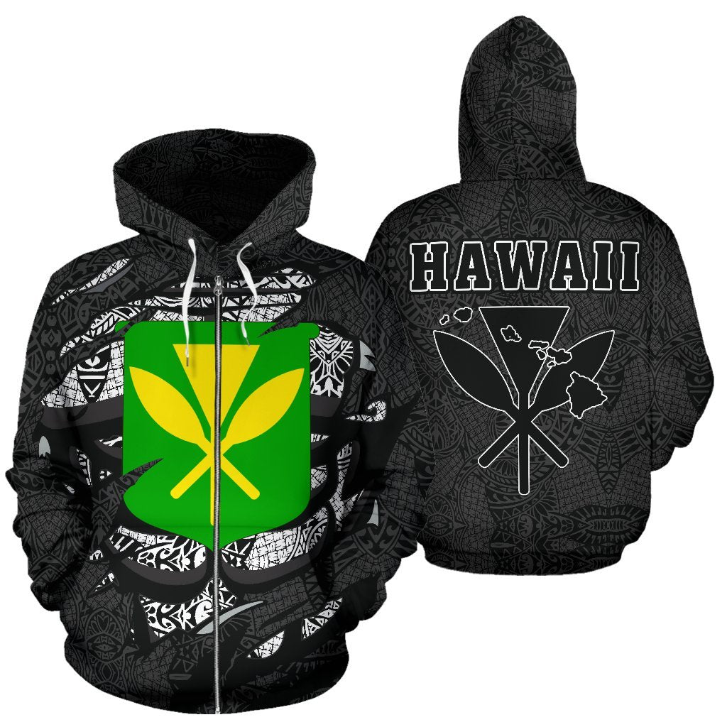 Polynesian Kanaka Maoli Hawaii Zip Hoodie Gray Unisex Gray - Polynesian Pride