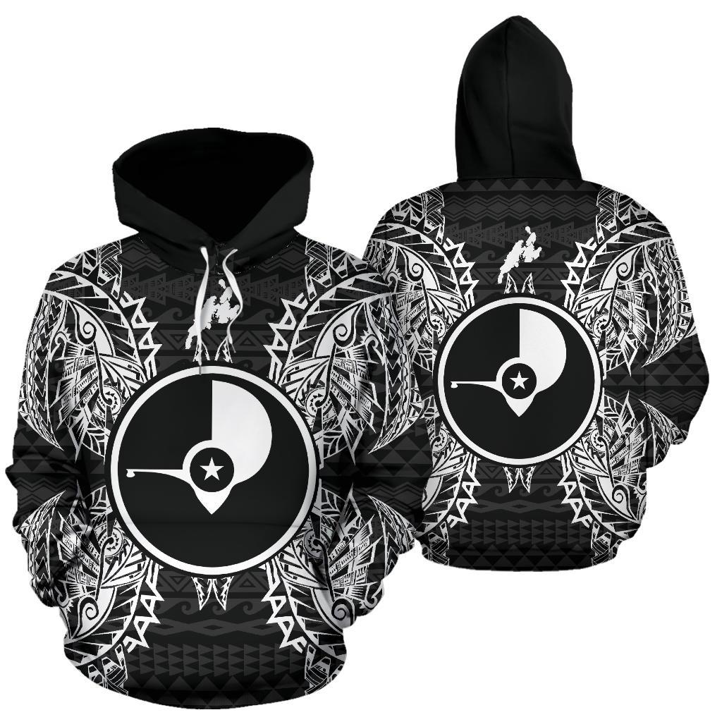 Yap Polynesian ll Over Hoodie Map Black Unisex Black - Polynesian Pride