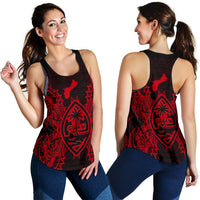 Guam Polynesian Women Tank Top Map Red - Polynesian Pride