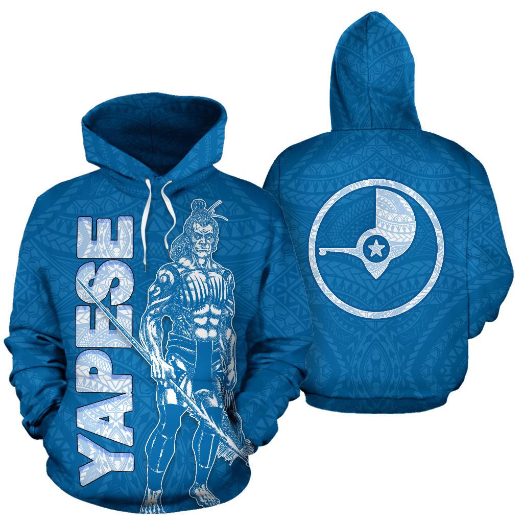 Yap Hoodie Micronesia Yapese Warrior Flag Color Unisex Blue - Polynesian Pride