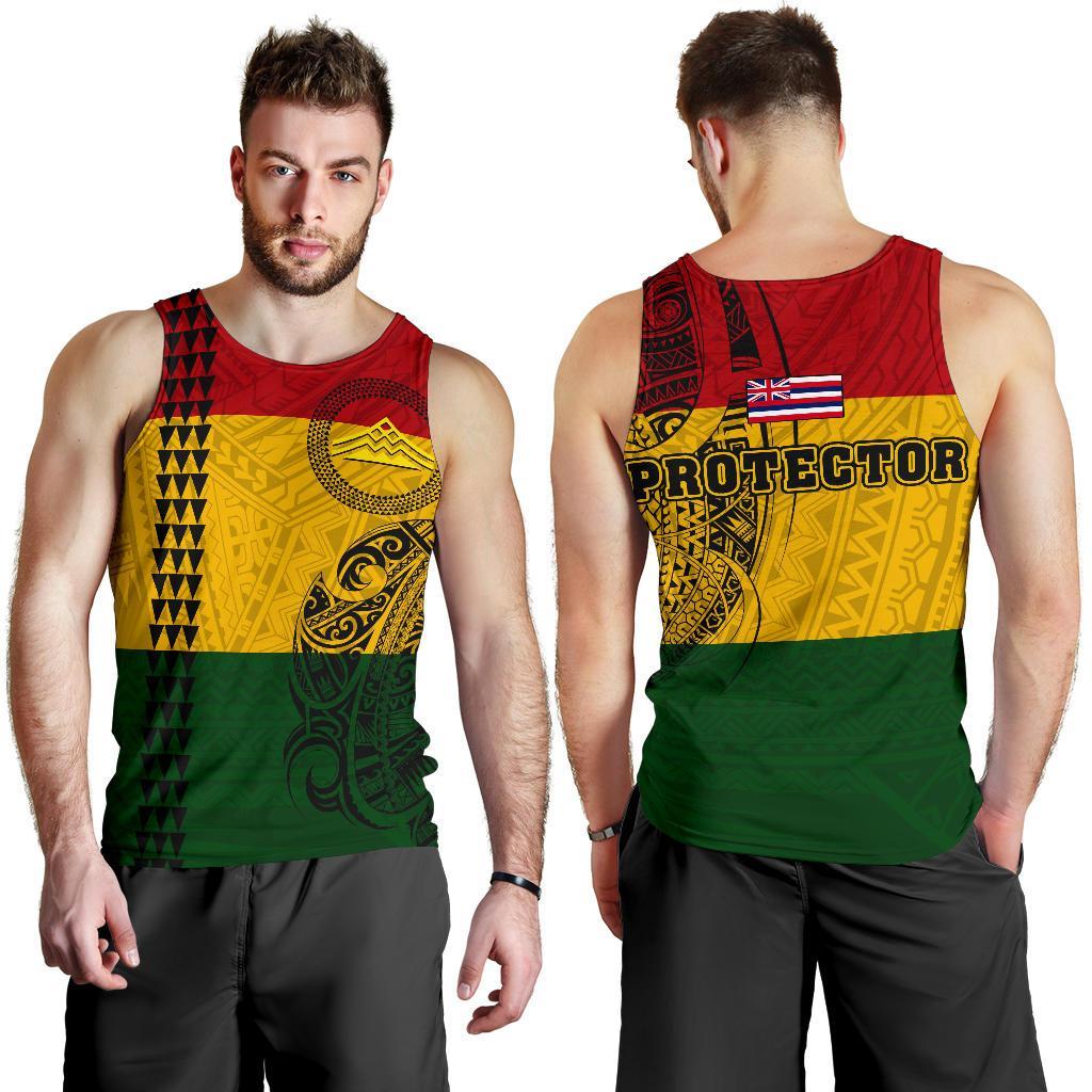Hawaii Kanaka Flag Polynesian Men's Tank Top - Mauna Kea Protectors Red - Polynesian Pride