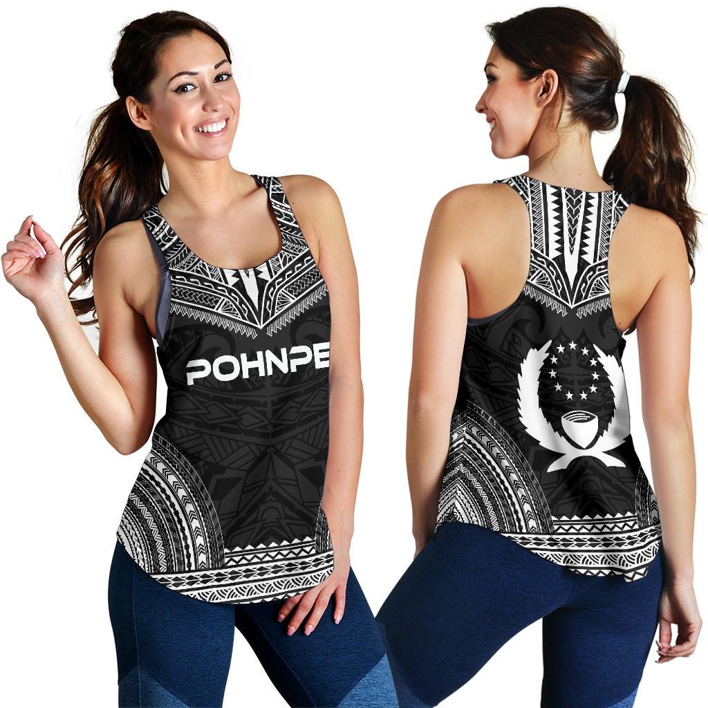 Pohnpei Women's Racerback Tank - Polynesian Chief Black Version - Polynesian Pride