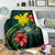 Papua New Guinea Polynesian Premium Blanket - Green Turtle Hibiscus - Polynesian Pride