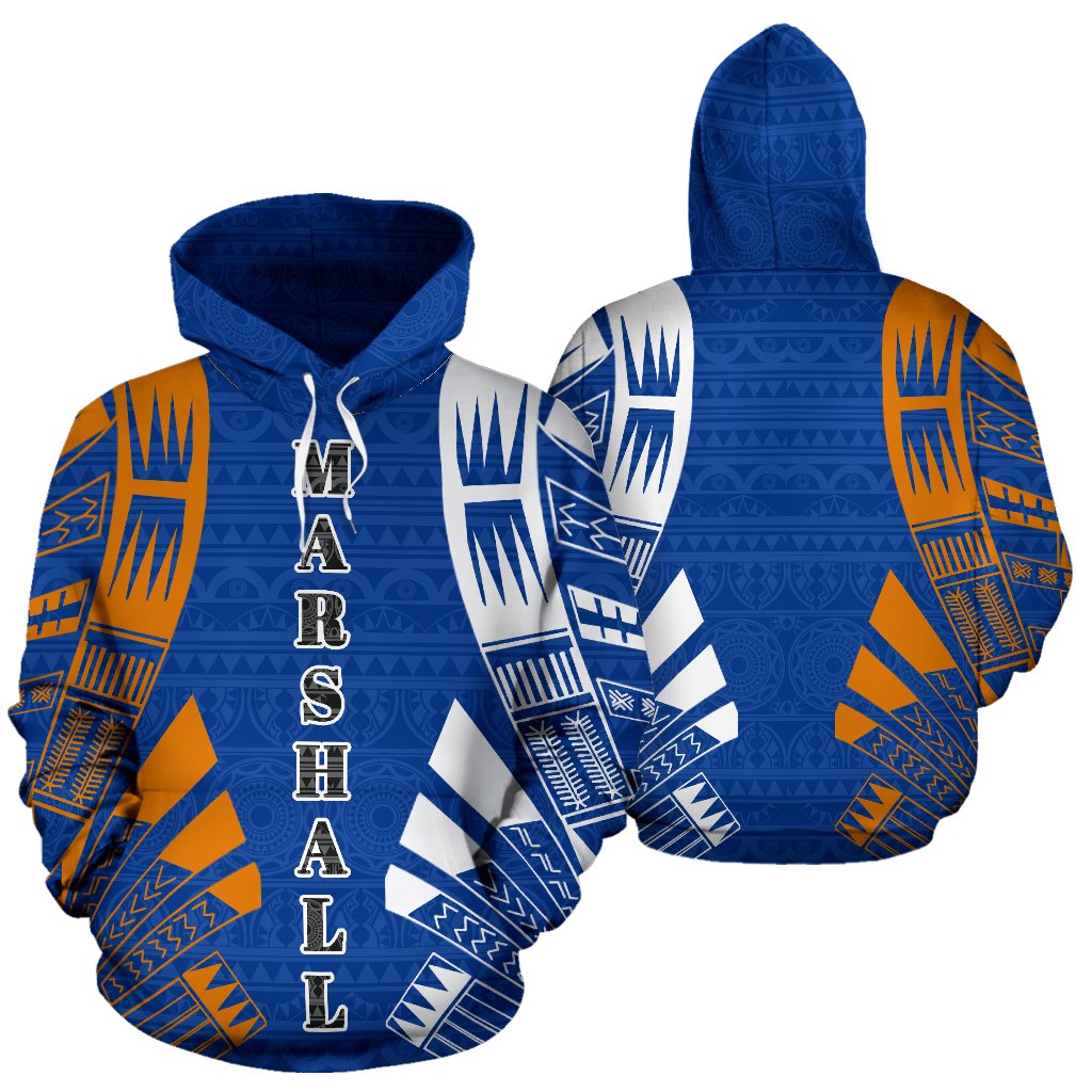 Marshall Islands All Over Hoodie Micronesian Tattoo Style Unisex Blue - Polynesian Pride