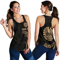 Tahiti Polynesian Women's Racerback Tank - Gold Tribal Wave - Polynesian Pride