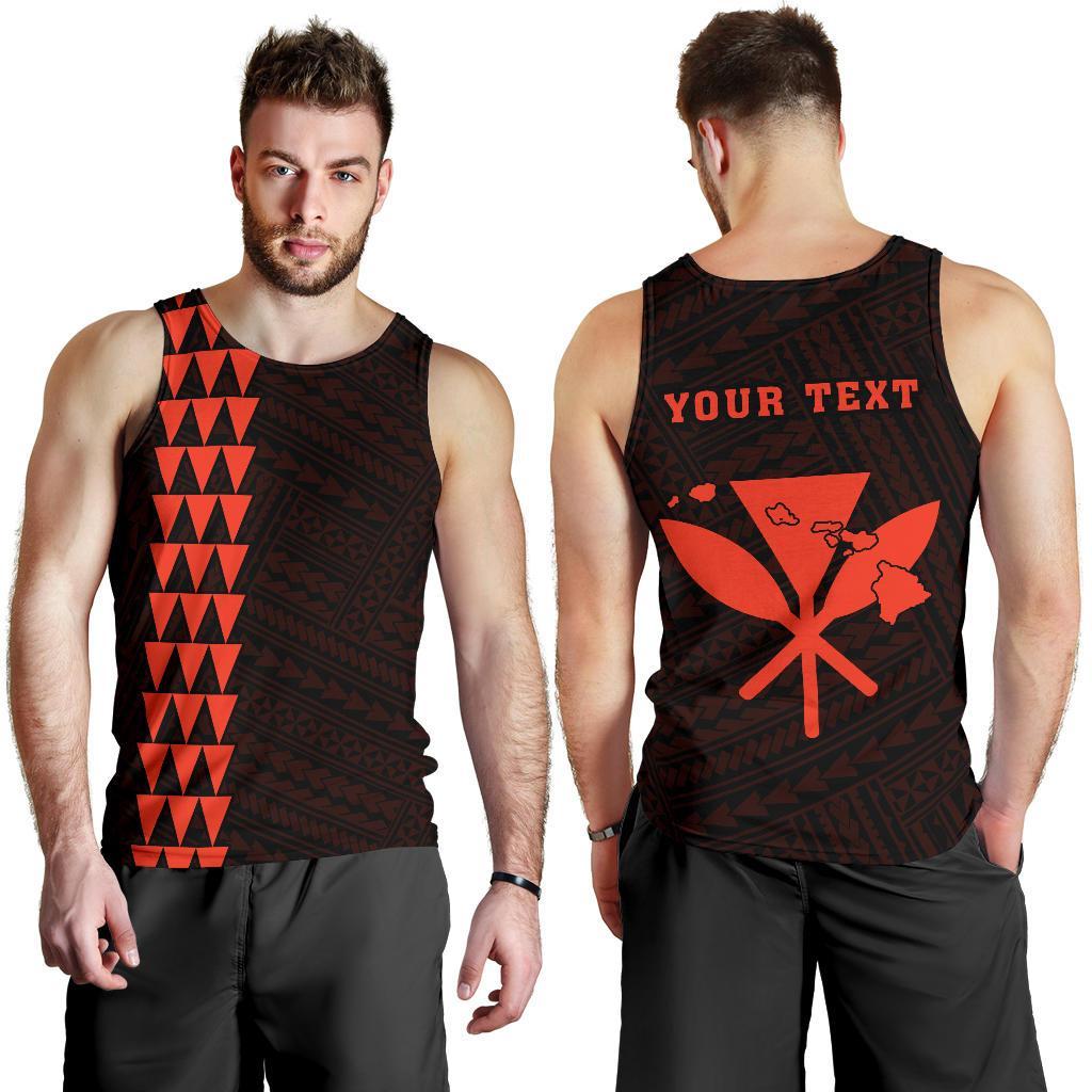 Hawaii Kakau Polynesian Kanaka Map Personalized Men's Tank Top - Orange Orange - Polynesian Pride