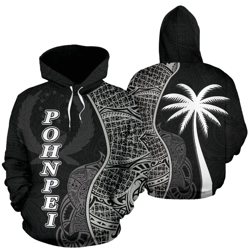 Pohnpei Polynesian Hoodie Coconut Tree Black Unisex Black - Polynesian Pride