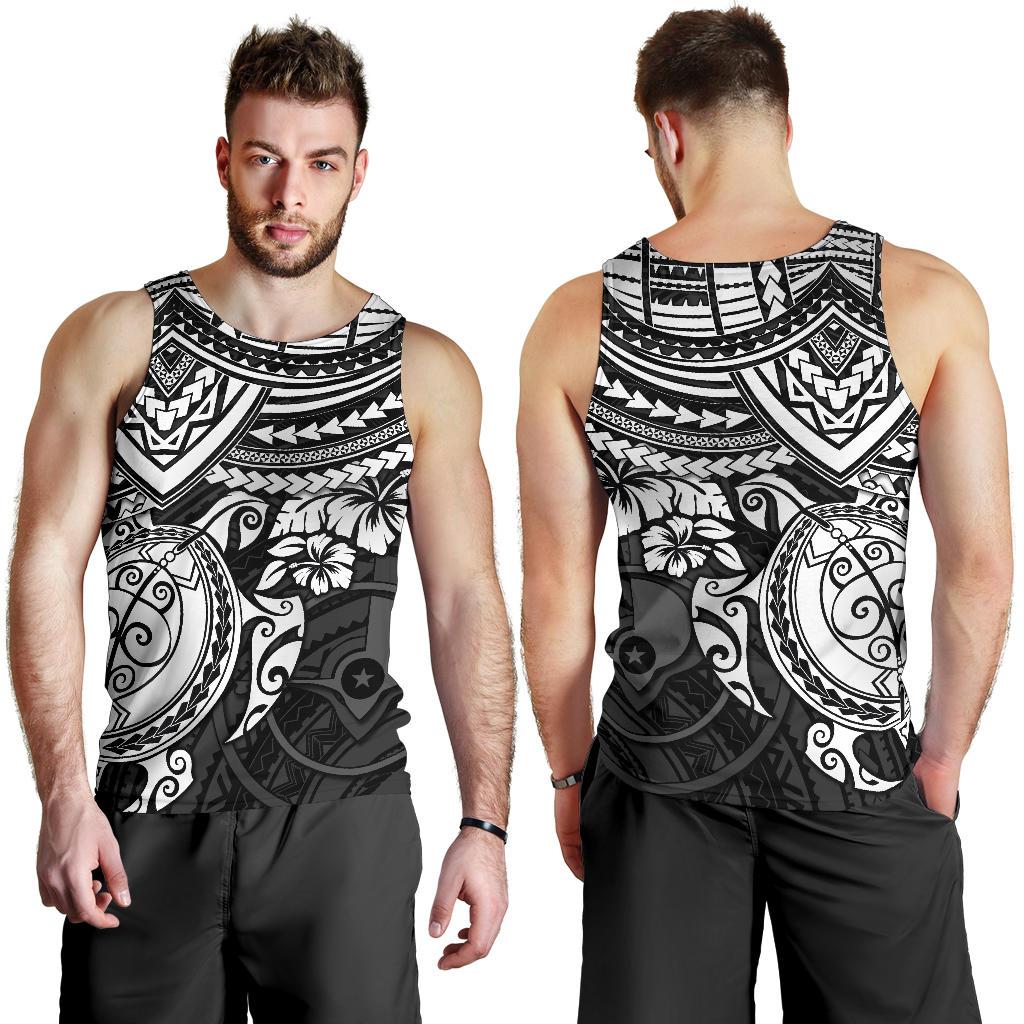 Yap Polynesian Tank Top (Men) - White Turtle - Polynesian Pride