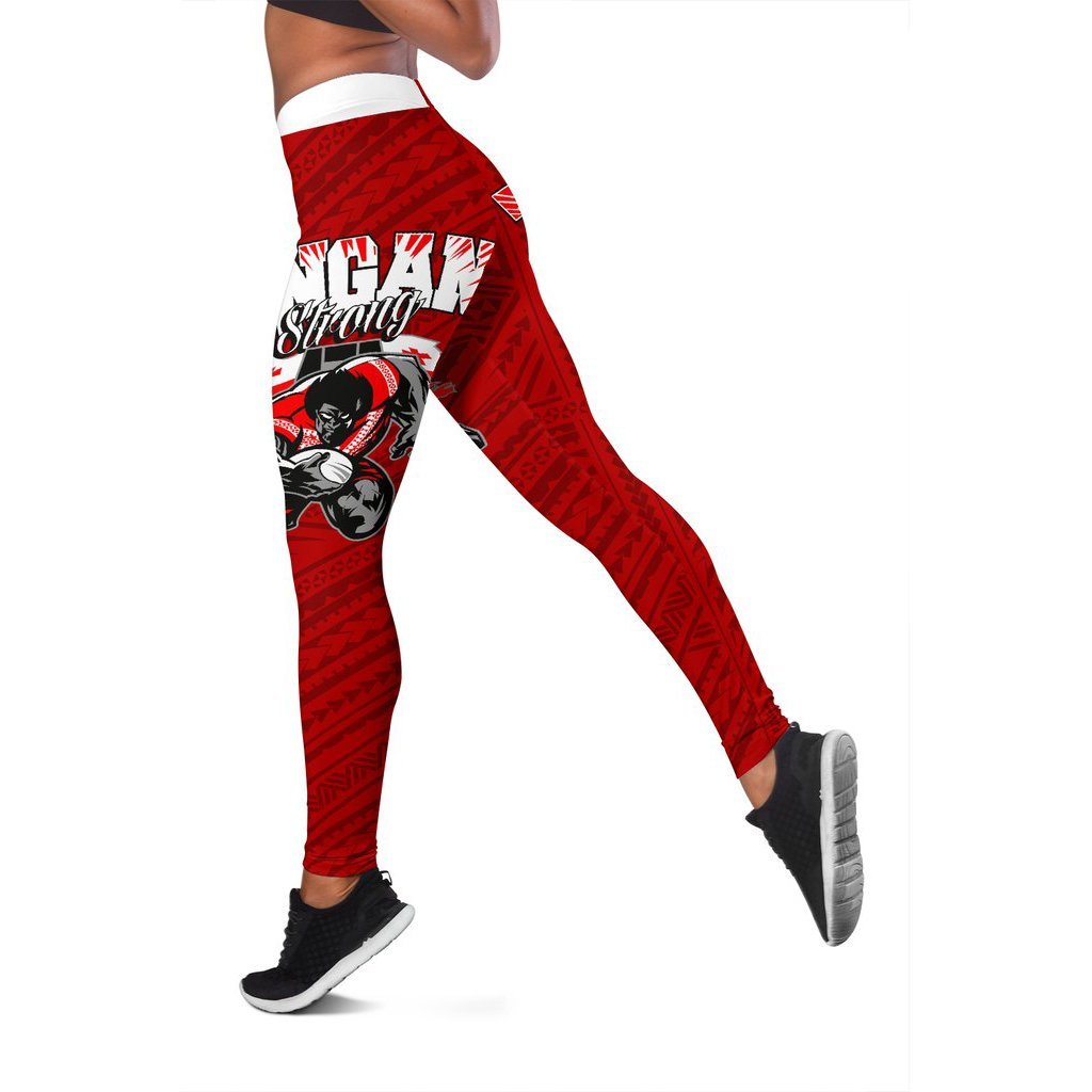 Tongan Strong Polynesian Tattoo Leggings A77 Red - Polynesian Pride