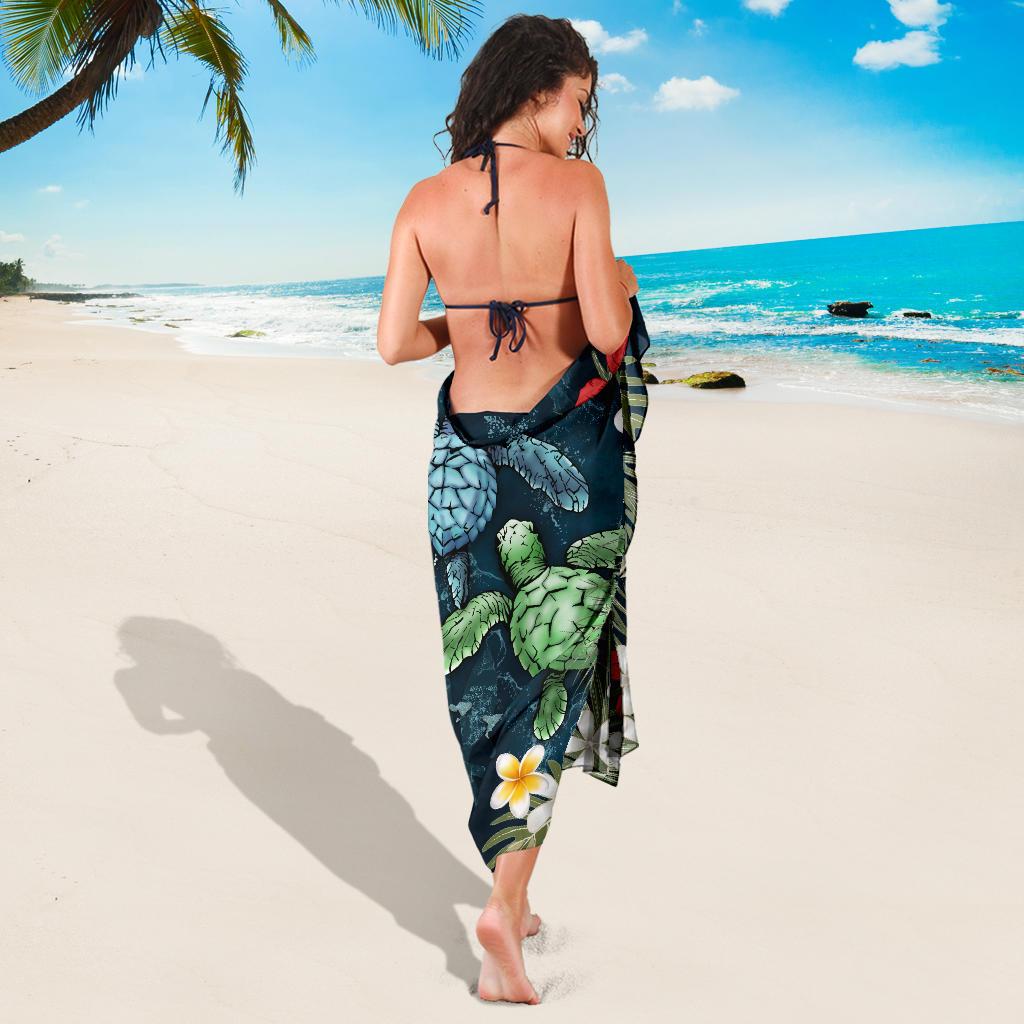 Kanaka Maoli (Hawaiian) Sarong - Sea Turtle Tropical Hibiscus And Plumeria - Polynesian Pride