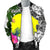 Palau Men's Bomber Jacket White - Turtle Plumeria Banana Leaf - Polynesian Pride