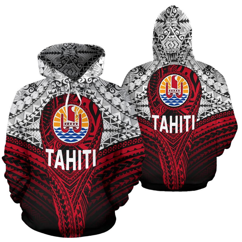 Tahitian Polynesian Hoodie Tahiti Flag Unisex White - Polynesian Pride