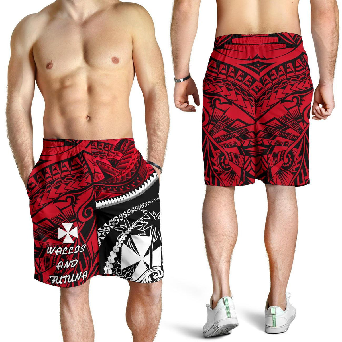 Wallis And Futuna Tapa Men Shorts Polynesian Shark Tattoo - Polynesian Pride