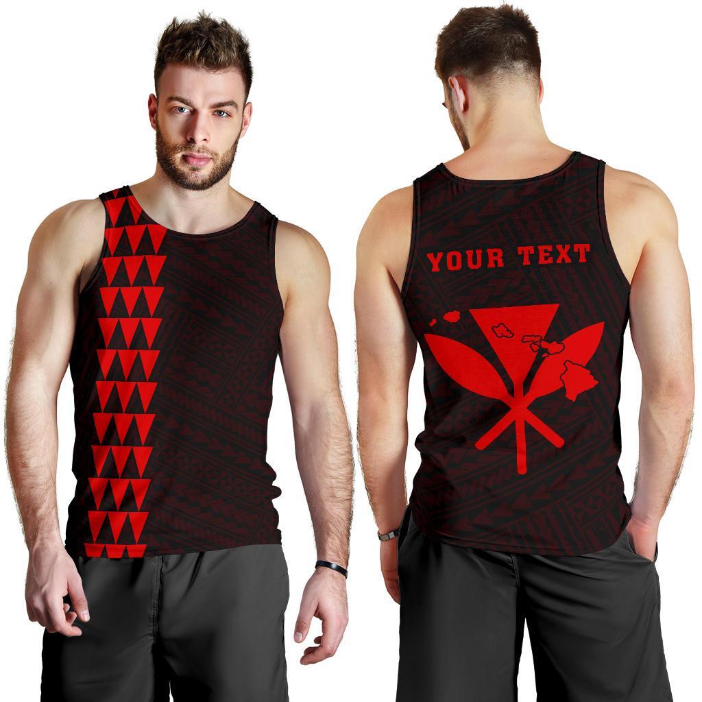 Hawaii Kakau Polynesian Kanaka Map Personalized Men's Tank Top - Red Red - Polynesian Pride