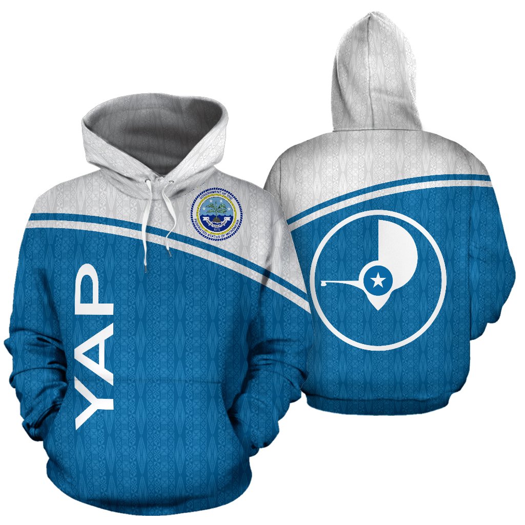 Yap All Over Hoodie Curve Version Unisex White - Polynesian Pride