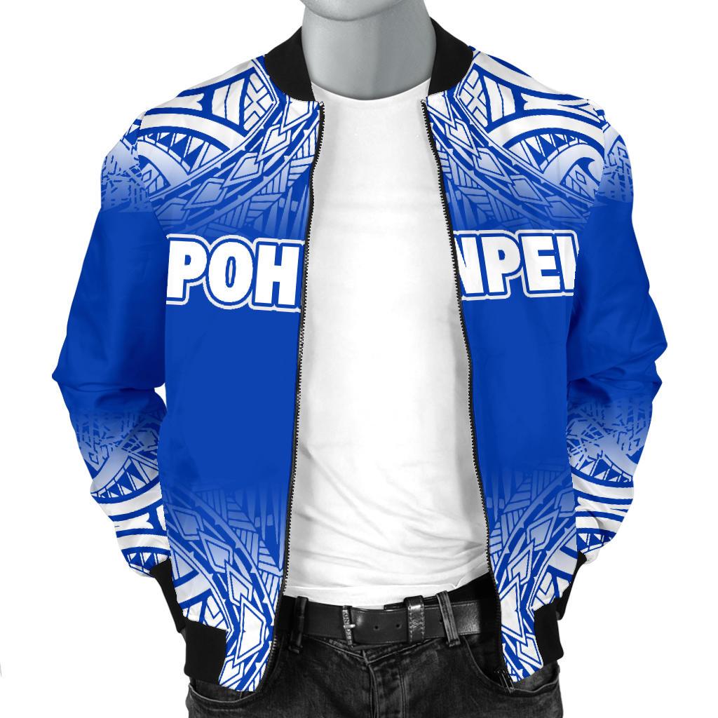 Pohnpei Men's Bomber Jacket - Fog Blue Style - Polynesian Pride