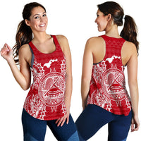 American Samoa Polynesian Women Tank Top Map Red White - Polynesian Pride