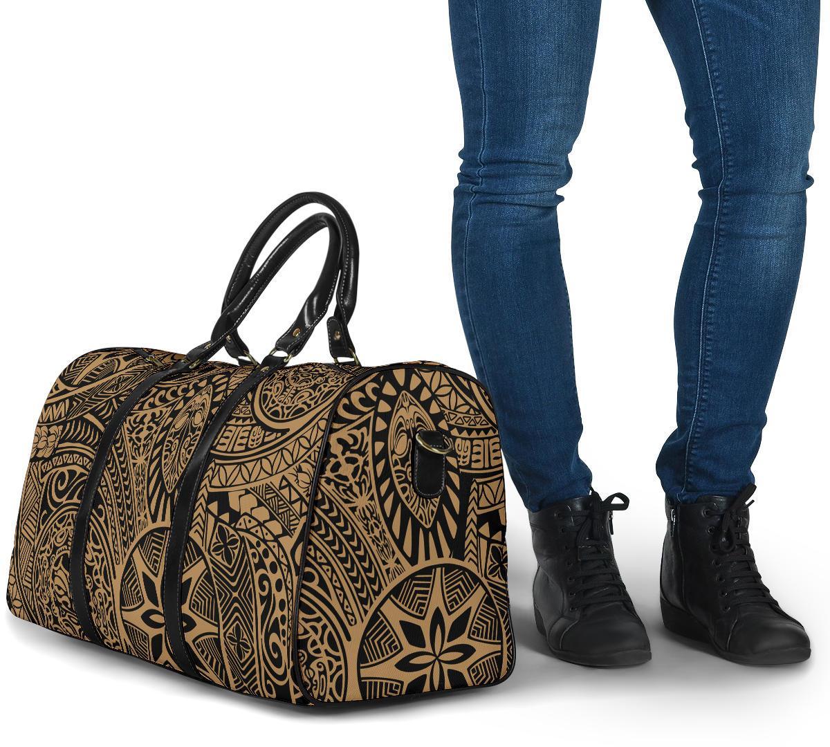 Polynesian Hawaiian Style Tribal Tattoo Gold Hawaii Travel Bag - Polynesian Pride
