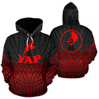 Yap Polynesian Hoodie Red Black Pride Map nd Seal Unisex Black - Polynesian Pride