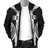American Samoa Polynesian Men Bomber Jacket - Black Armor Tattoo - Polynesian Pride