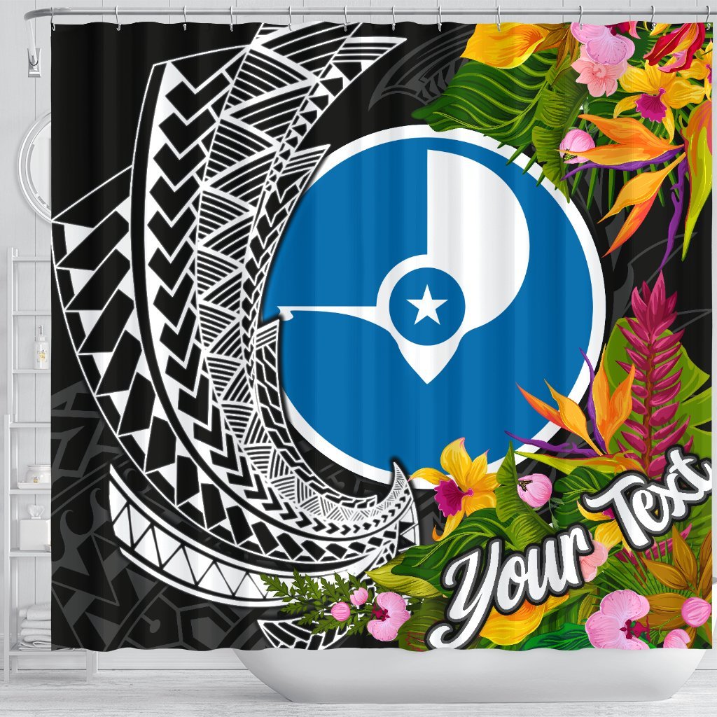 Yap State Shower Curtains - Custom Personalised Seal Spiral Polynesian Patterns - Polynesian Pride