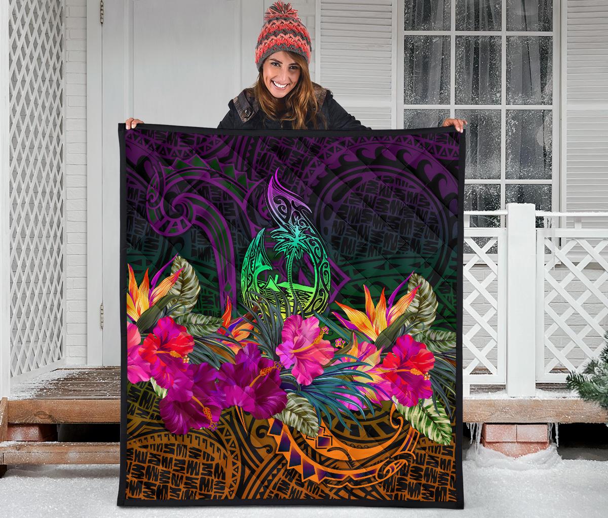 Guam Polynesian Premium Quilt - Summer Hibiscus - Polynesian Pride