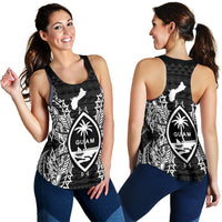Guam Polynesian Women Tank Top Map Black - Polynesian Pride