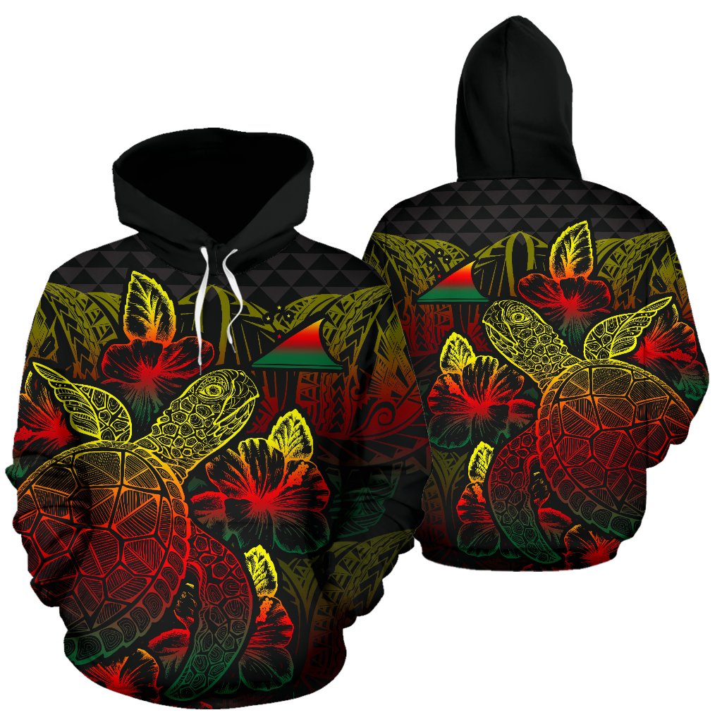 Tokelau Polynesian Hoodie Turtle Hibiscus Reggae Unisex Reggae - Polynesian Pride
