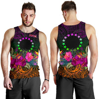 Cook Islands Polynesian Men's Tank Top - Summer Hibiscus - Polynesian Pride