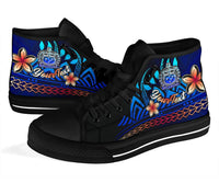 Samoa Custom Personalised High Top Shoes Blue - Vintage Tribal Mountain - Polynesian Pride